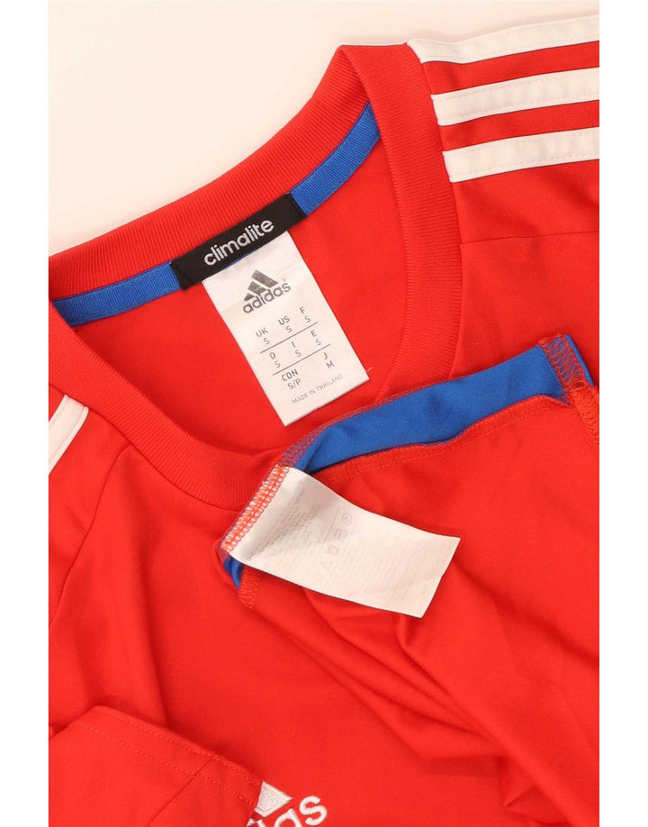 T-shirt Adidas Climalite da uomo Top Small in poliestere color block rosso