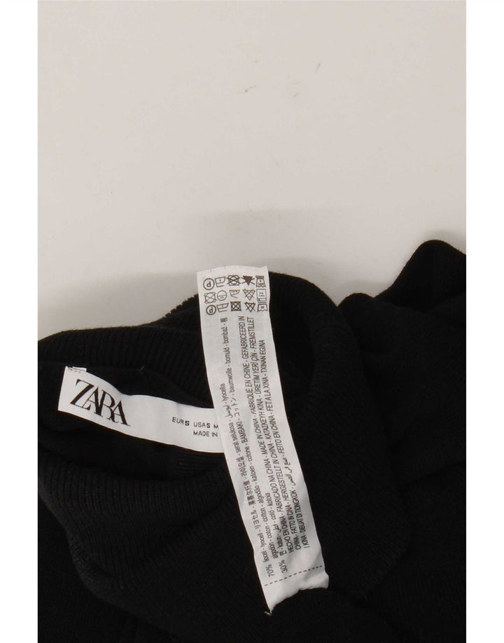 Maglione maglione collo alto da donna Zara UK 10 piccolo Lyocell nero