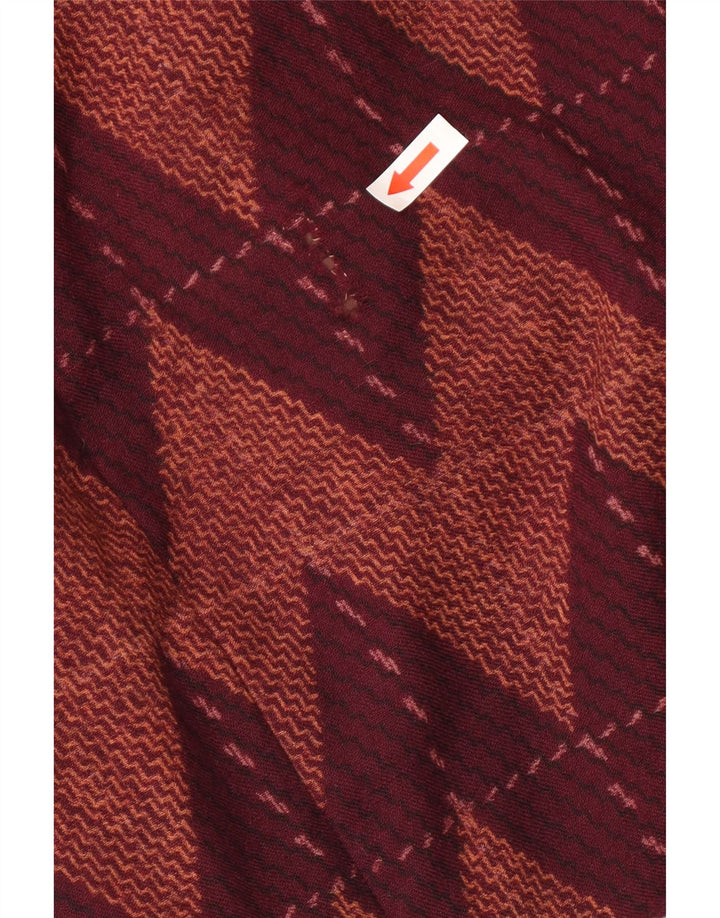 Abito basic vintage da donna con maniche a 3/4 UK 12 Chevron medio bordeaux