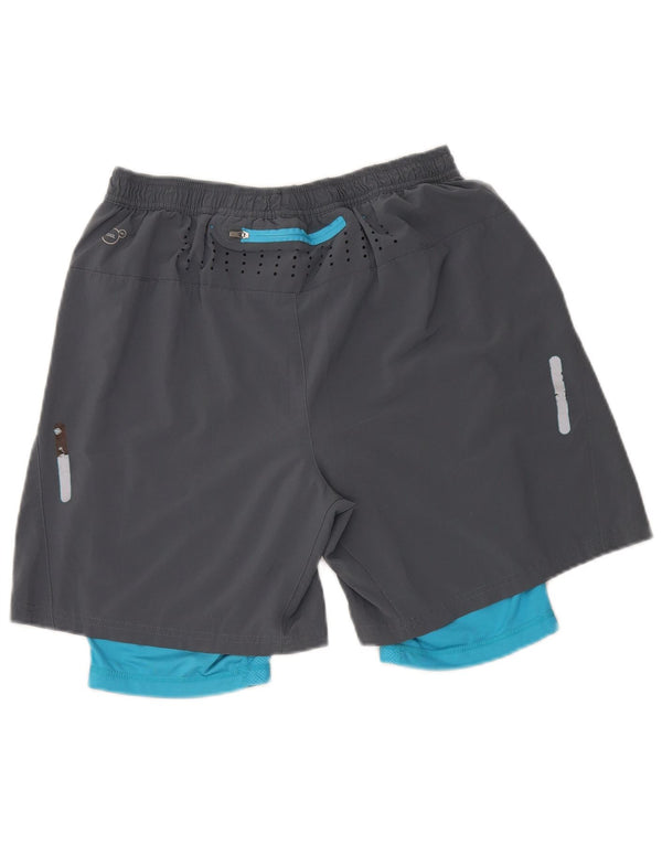 Pantaloncini sportivi da uomo Puma in poliestere color block grigio medio