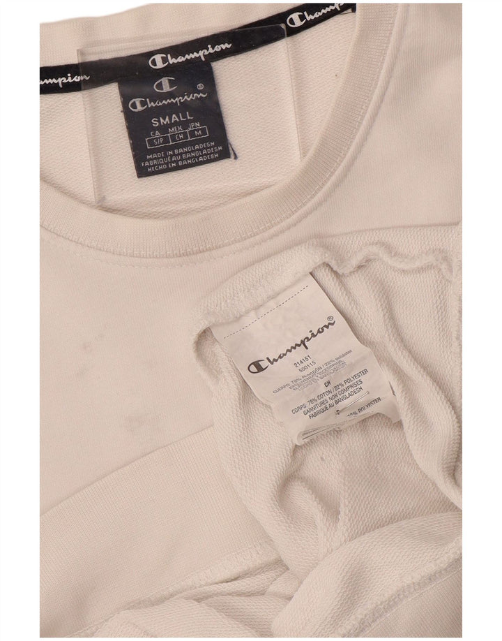 CHAMPION Felpa da Uomo Maglione Piccolo Cotone Bianco