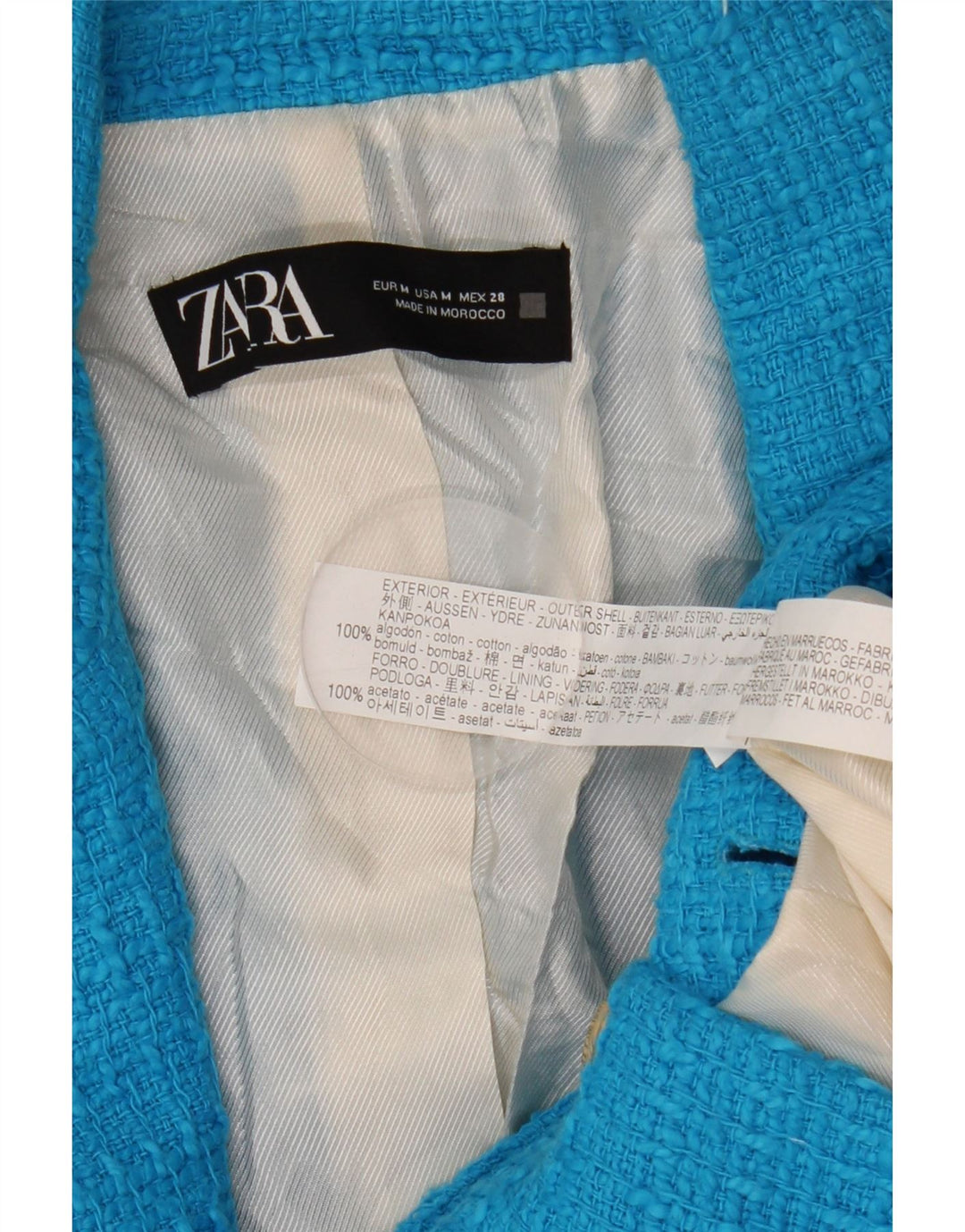 Giacca blazer doppiopetto da donna Zara UK 12 cotone blu medio