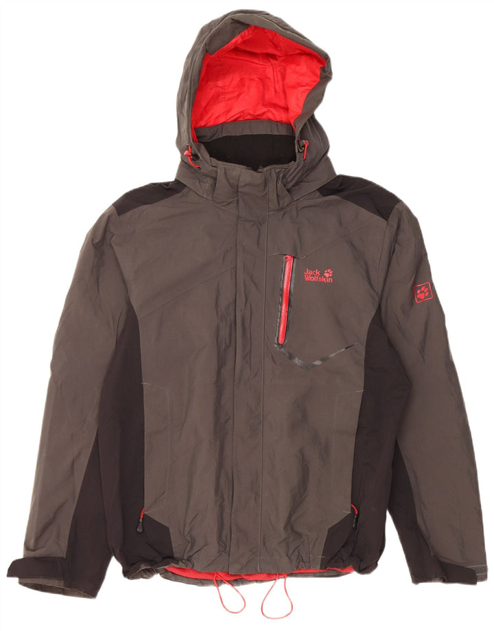 Giacca antipioggia con cappuccio da uomo Jack Wolfskin UK 34 Small Grigio Poliammide