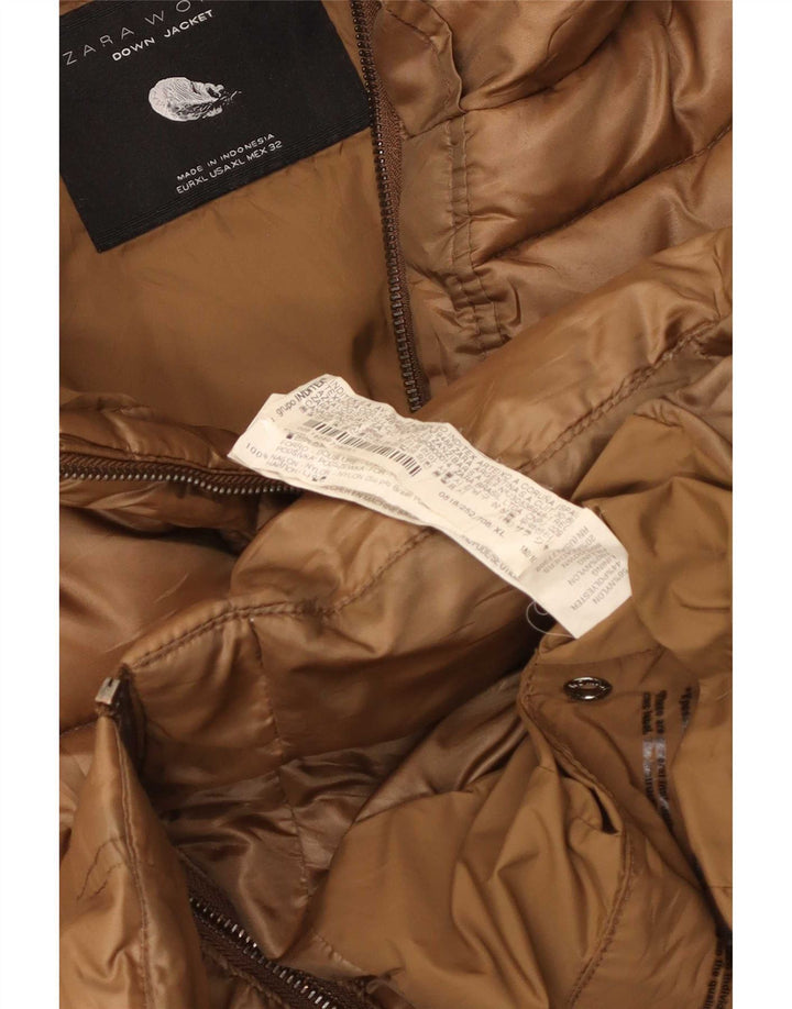 Giacca imbottita da donna Zara UK 18 XL nylon marrone