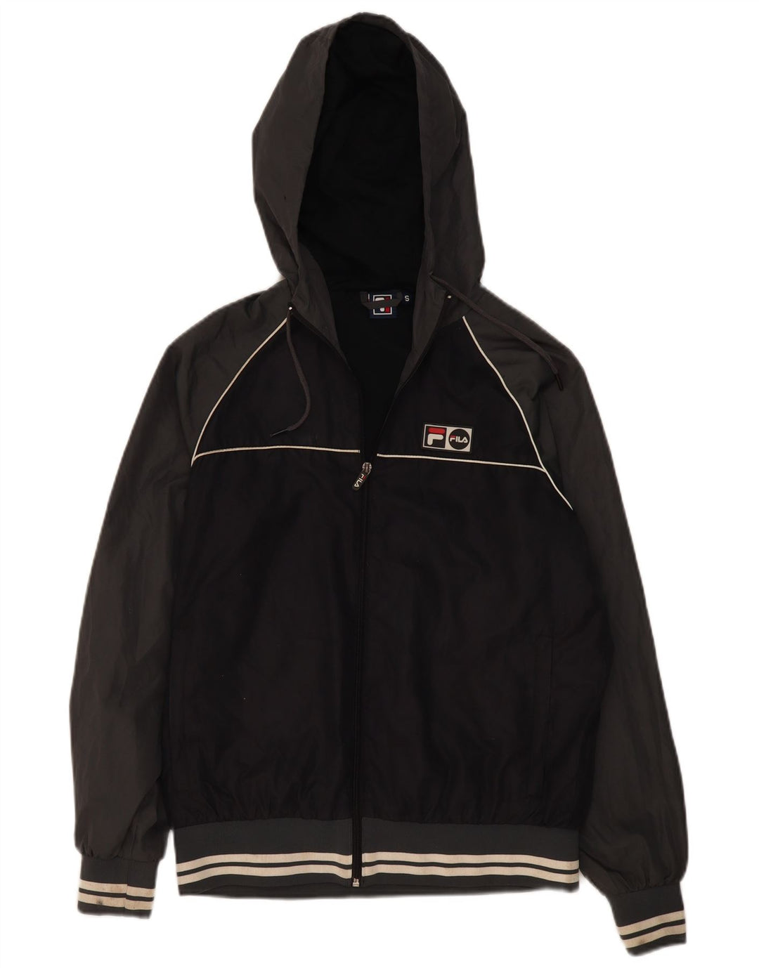 Giacca antipioggia da uomo Fila Small nera in poliestere color block