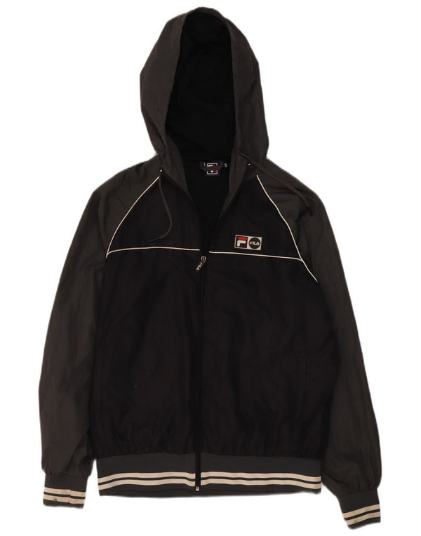 Giacca antipioggia da uomo Fila Small nera in poliestere color block