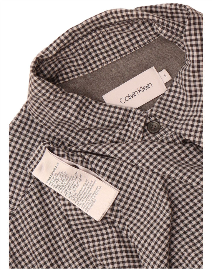 Camicia da uomo Calvin Klein piccola in cotone a quadretti grigio