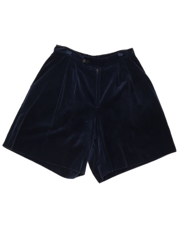 Pantaloncini chino con ancoraggio in velluto da donna vintage W27 piccoli blu navy