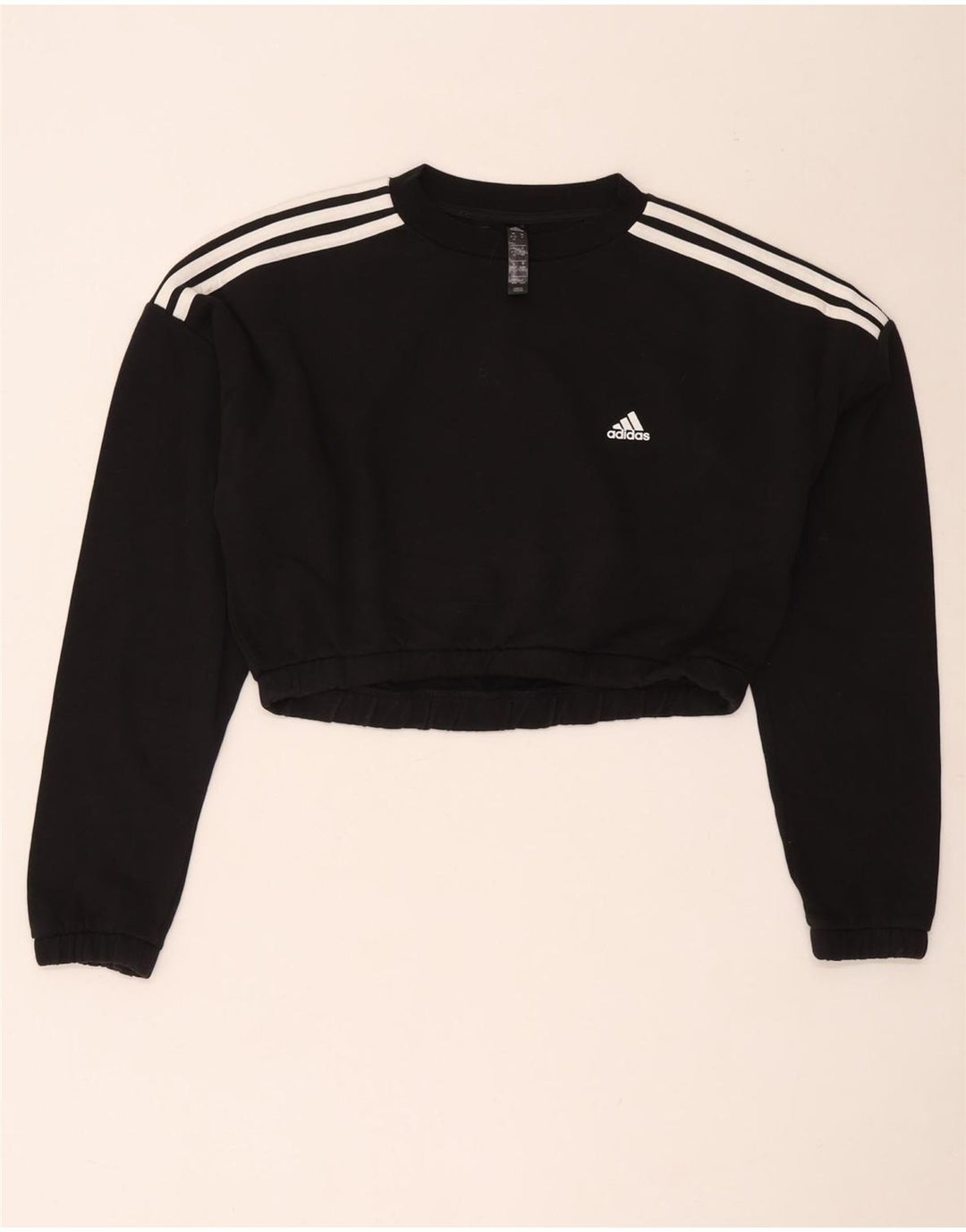 Felpa corta da donna Adidas UK 12/14 cotone nero medio
