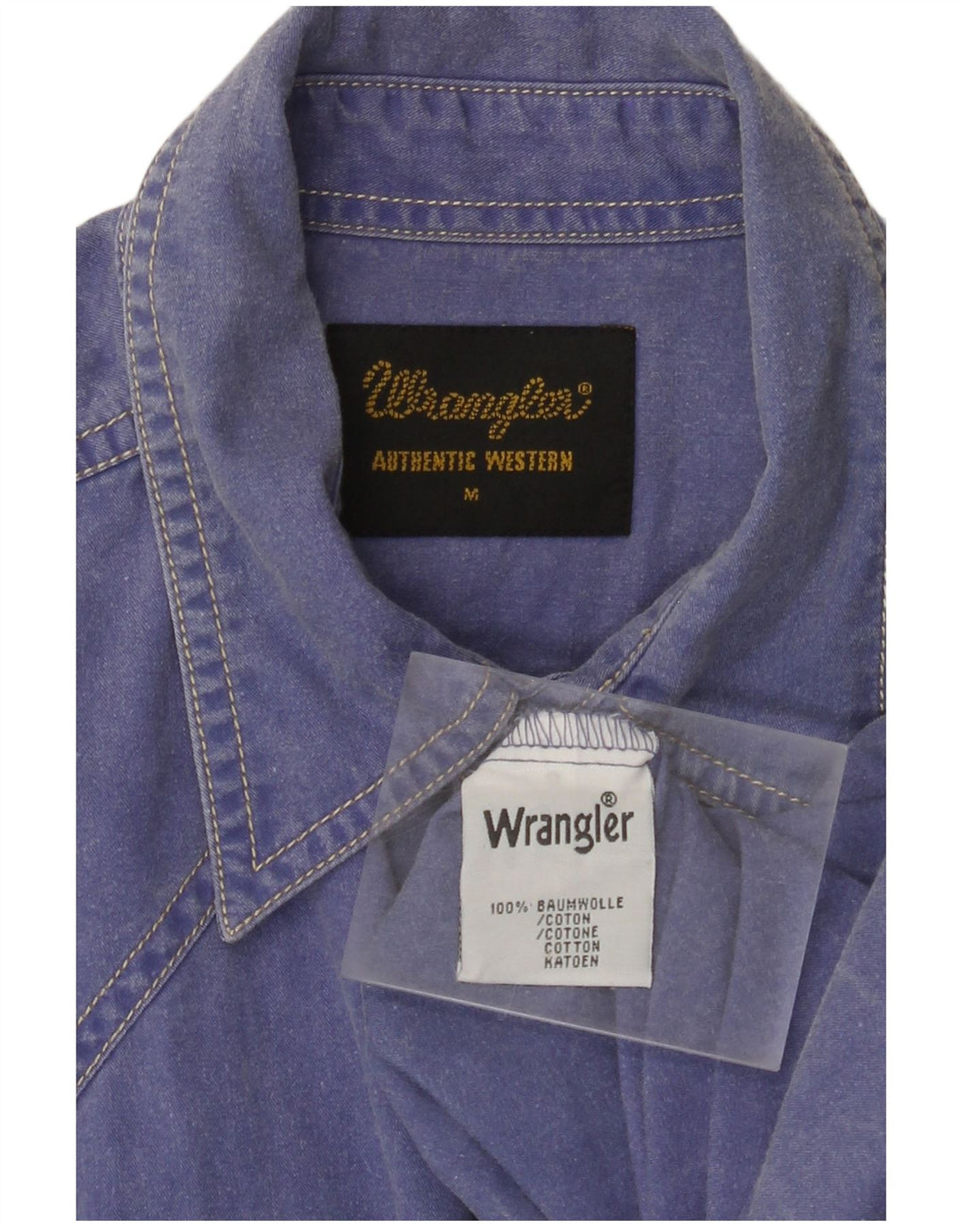 Camicia da uomo WRANGLER in cotone blu medio