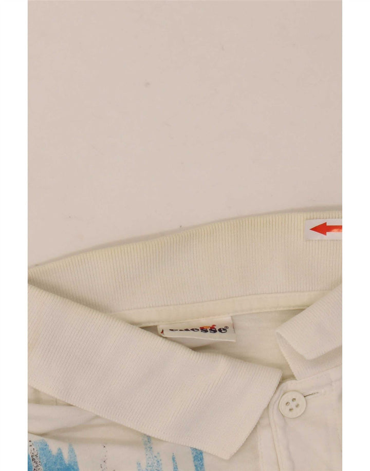 Polo Ellesse da uomo con motivo astratto, colore bianco medio