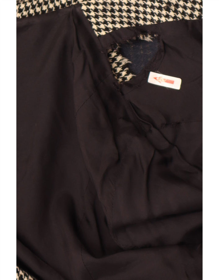 Giacca blazer da donna a 4 bottoni Griffe UK 10 piccolo pied de poule nero