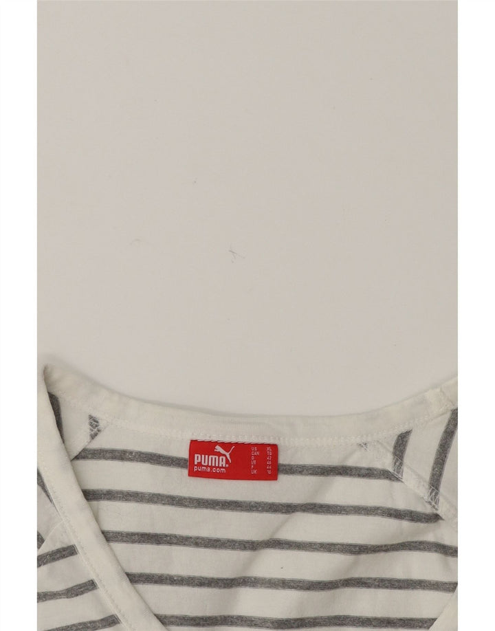 PUMA Womens T-Shirt Top UK 16 Large White Striped Vintage Puma and Second-Hand Puma from Messina Hembry 
