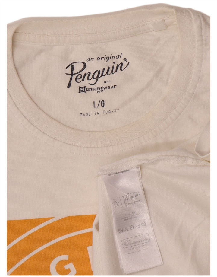 T-shirt grafica da uomo Penguin Top grande in cotone bianco
