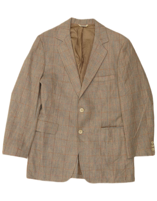 Giacca blazer da uomo a 2 bottoni Oakmont taglia 39 a quadri marrone medio