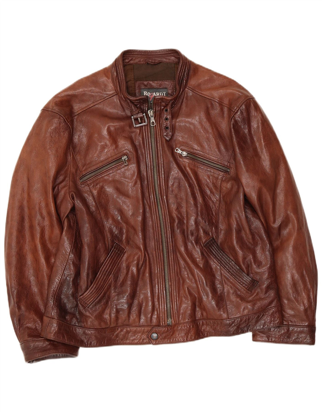 Giacca in pelle vintage da uomo UK 38 in pelle marrone medio
