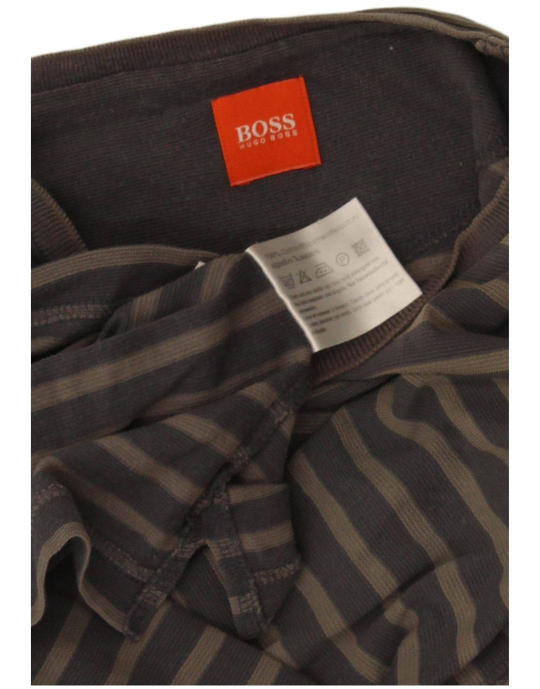 T-shirt da uomo Hugo Boss Top in cotone a righe grigio medio