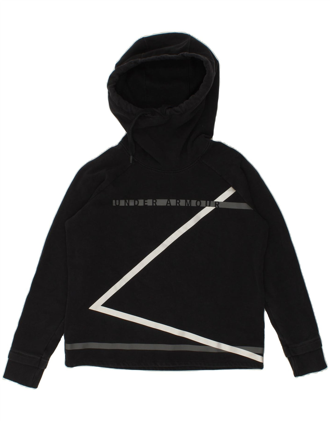 UNDER ARMOUR Womens Oversized Graphic Hoodie Jumper UK 10 Small Black Vintage Under Armour and Second-Hand Under Armour from Messina Hembry 