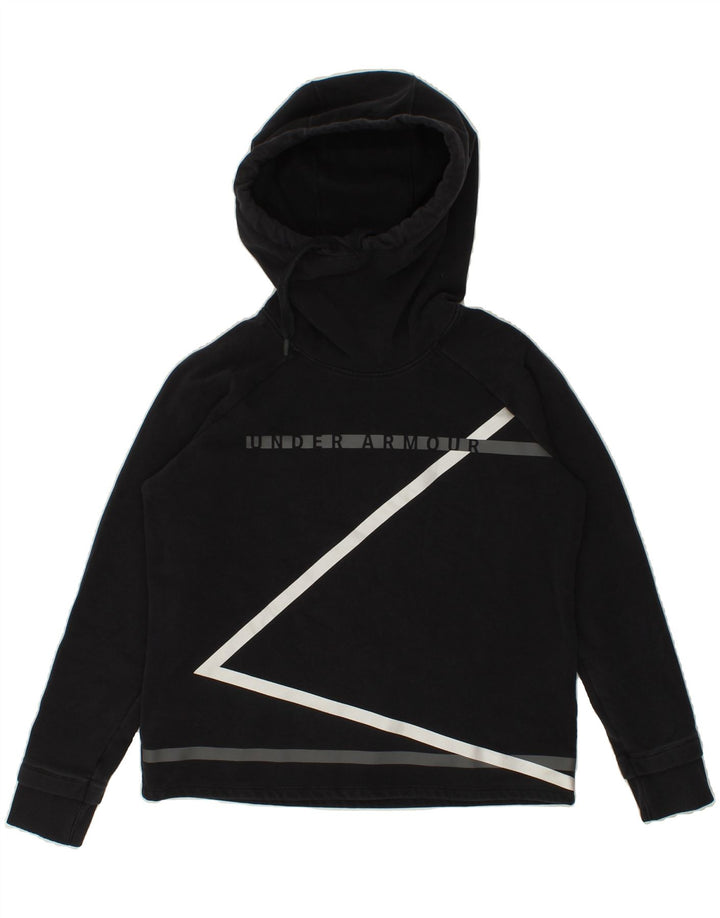 UNDER ARMOUR Womens Oversized Graphic Hoodie Jumper UK 10 Small Black Vintage Under Armour and Second-Hand Under Armour from Messina Hembry 