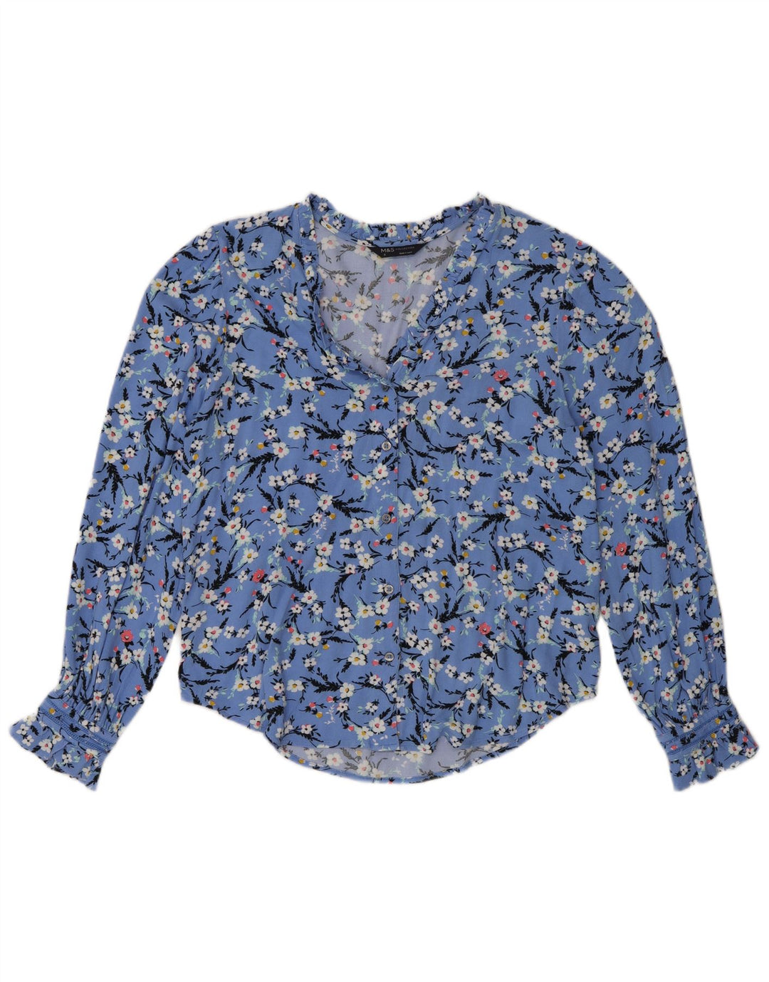 Camicetta camicia oversize da donna Marks & Spencer UK 8 piccolo floreale blu