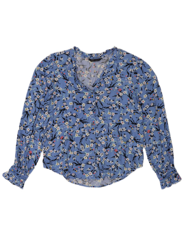 Camicetta camicia oversize da donna Marks & Spencer UK 8 piccolo floreale blu