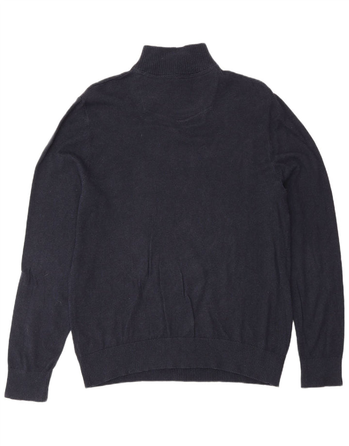 Maglione da uomo con collo con zip Fat Face, grande cotone blu navy
