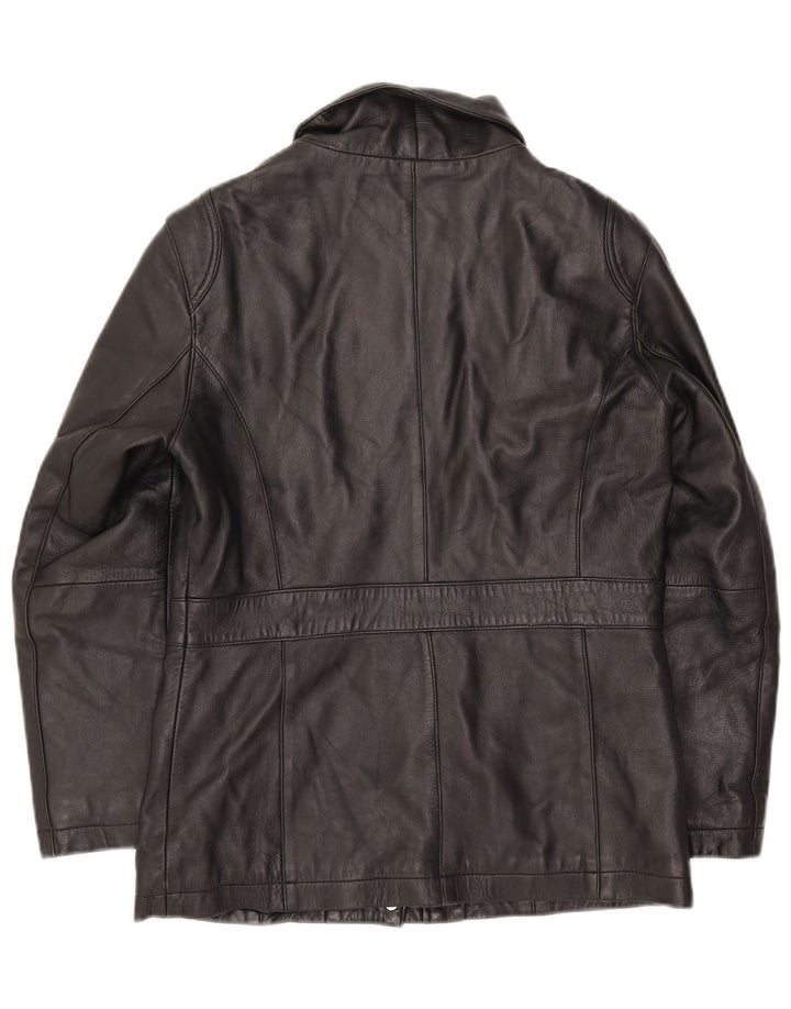 Giacca in pelle vintage da donna UK 10 piccola nera