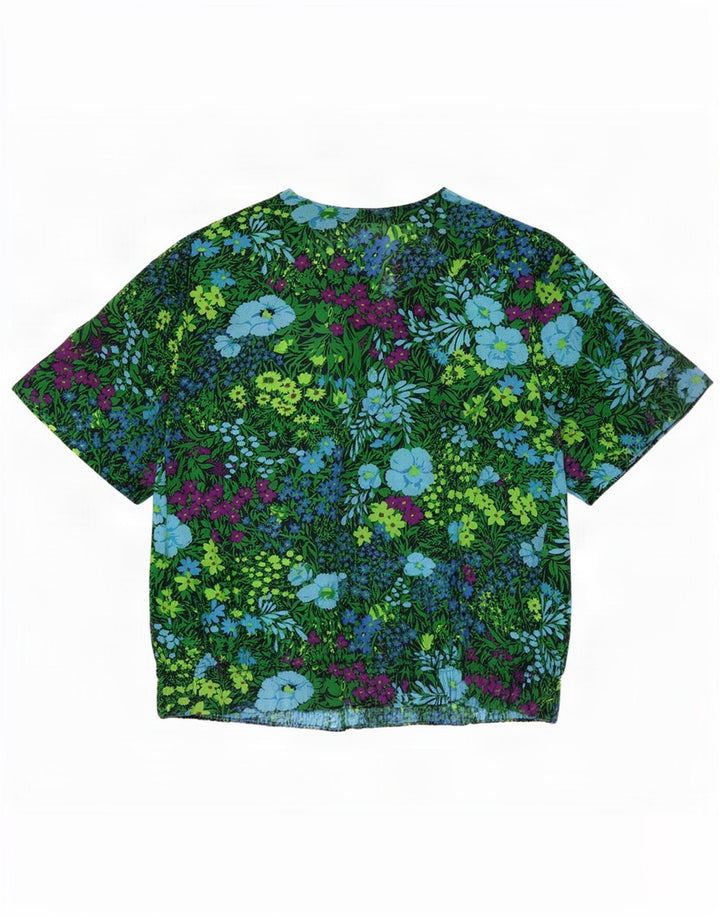 Top camicetta da donna vintage EU 40 Acetato floreale verde medio