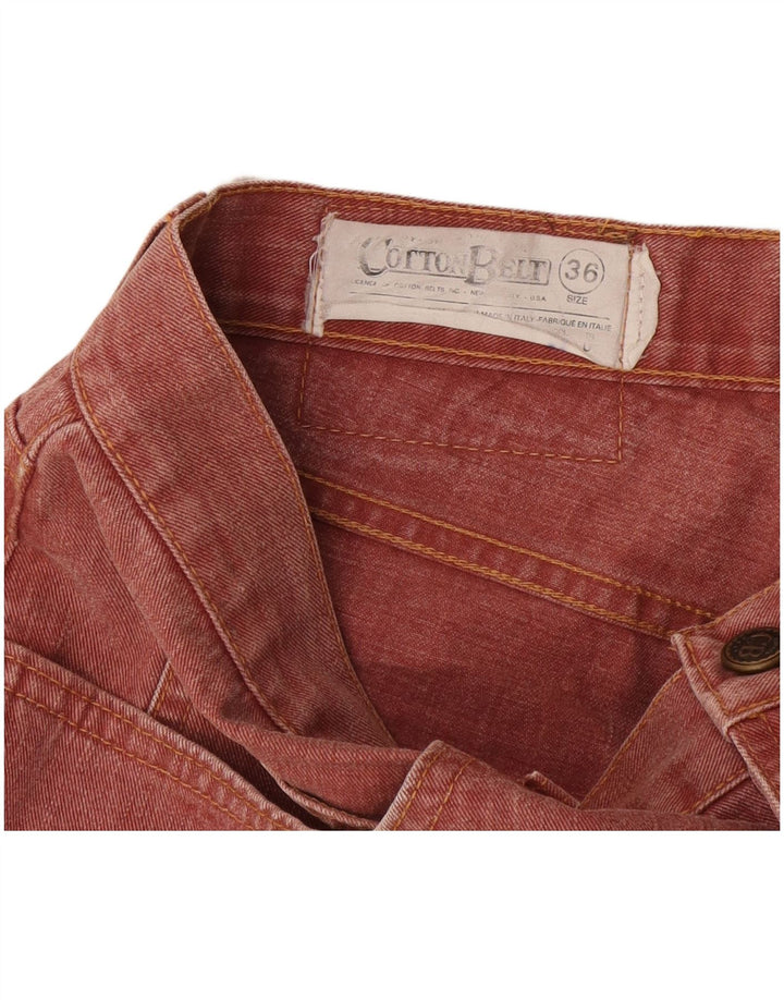 Jeans dritti da uomo con cintura in cotone W36 L29 Marrone