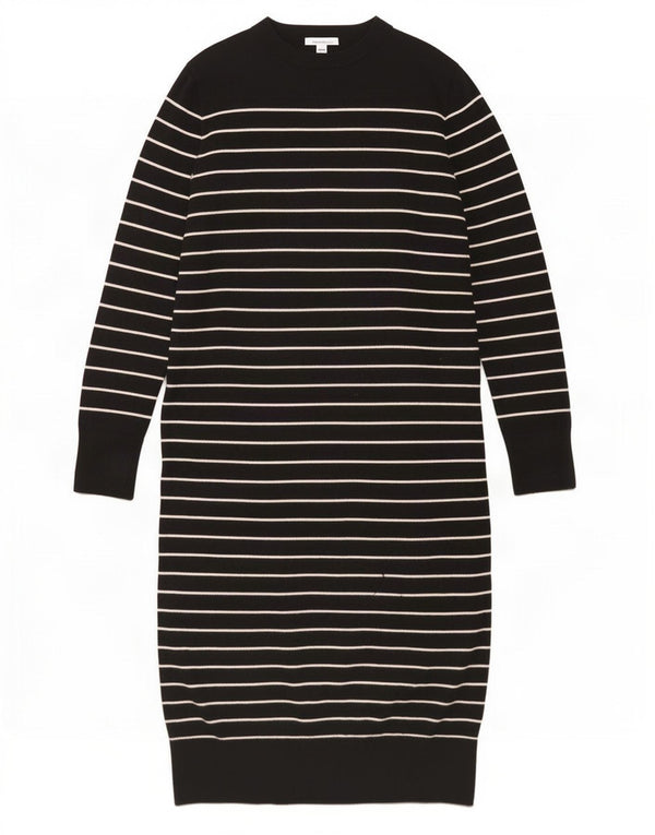 Abito maglione a maniche lunghe da donna Zara UK 16 Viscosa a righe nere grandi