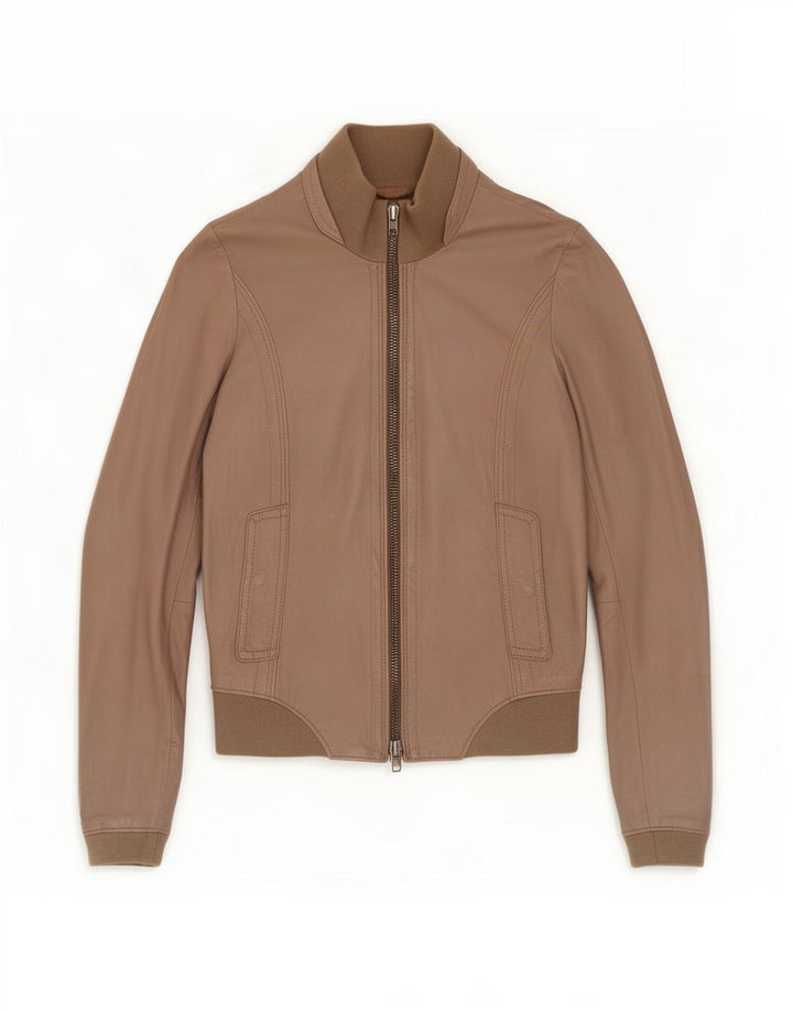 Giacca in pelle bomber da donna Zen UK 10 piccola marrone