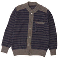 Maglione cardigan da uomo vintage a righe blu navy medie