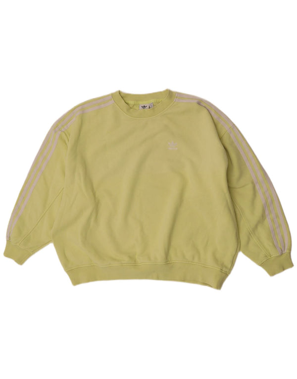 Felpa oversize da donna Adidas UK 10 piccola in cotone giallo
