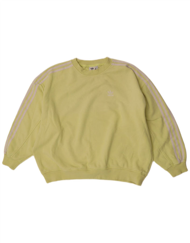 Felpa oversize da donna Adidas UK 10 piccola in cotone giallo