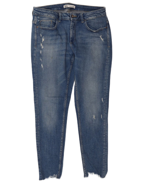 Jeans skinny effetto invecchiato Zara da donna EU 42 Large W32 L27 Blu