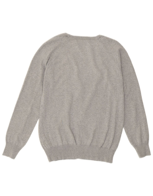 Maglione cardigan con scollo a V da donna Zara UK 18 XL cotone grigio