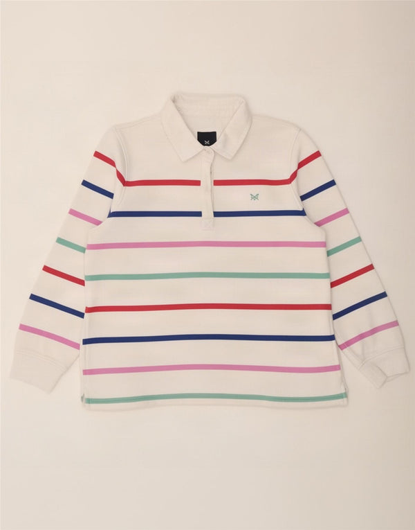 Crew Clothing Polo da rugby da donna a maniche lunghe UK 14 Large White Striped