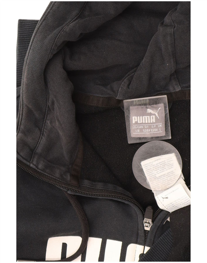 Felpa con cappuccio e zip grafica da uomo Puma grande in cotone grigio