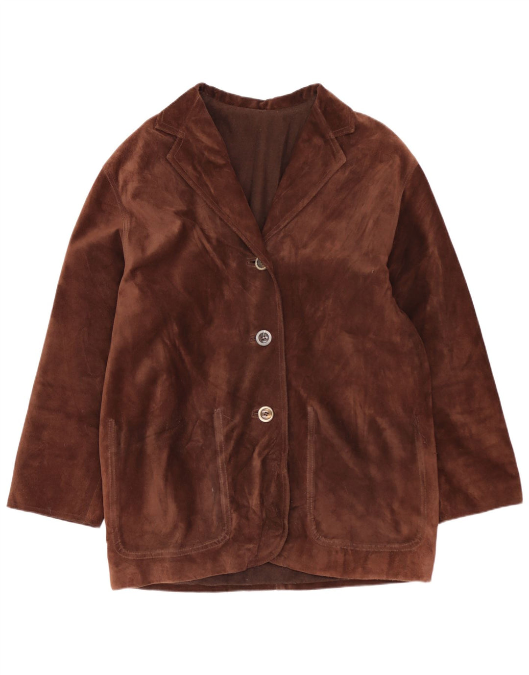Giacca vintage in pelle scamosciata oversize da donna EU 40 in pelle marrone medio