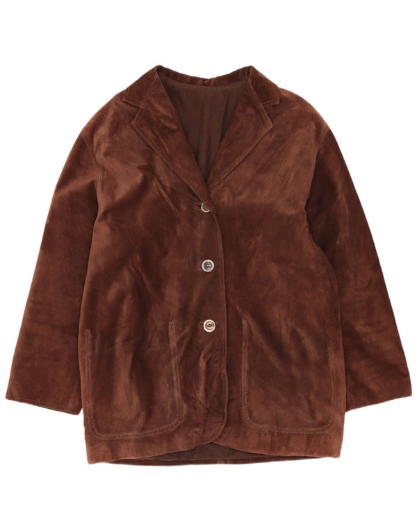 Giacca vintage in pelle scamosciata oversize da donna EU 40 in pelle marrone medio