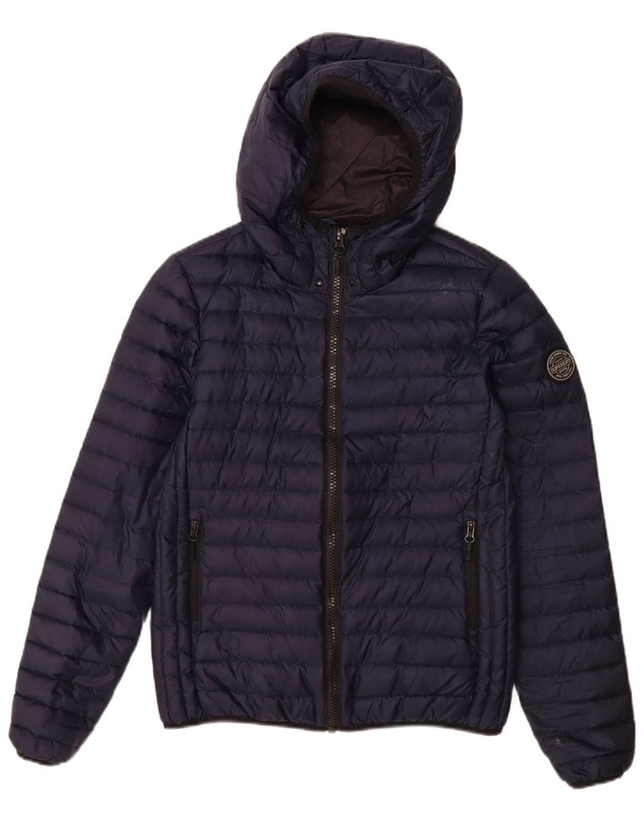Giacca imbottita con cappuccio da donna Superdry UK 14 poliestere medio blu navy