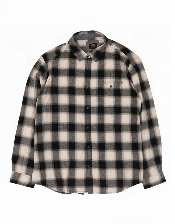 Camicia Lee da uomo in flanella vestibilità regolare 2XL cotone a quadri nero