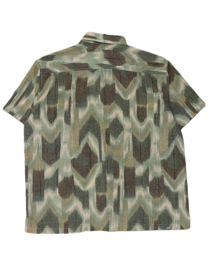 Camicia a maniche corte da uomo VINTAGE grande verde geometrica