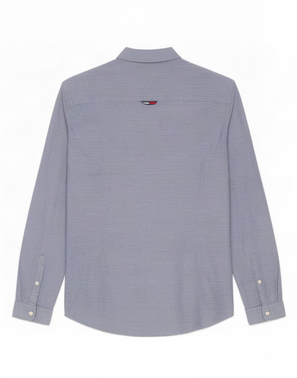 Camicia slim fit da uomo Tommy Hilfiger in cotone blu medio