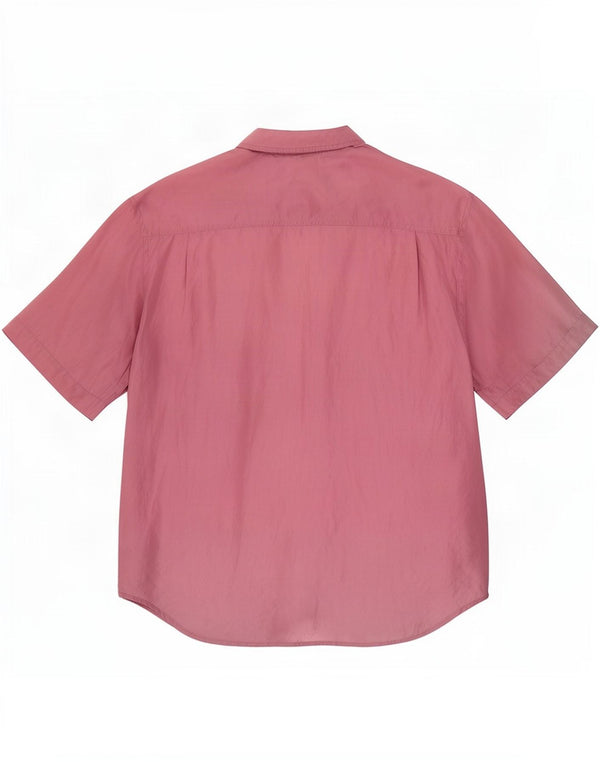 Vintage Womens Short Sleeve Shirt Blouse UK 14 Medium Pink Silk