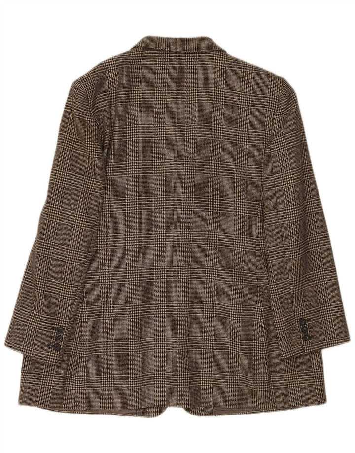 Giacca blazer da donna a 4 bottoni DAKS UK 18 XL lana vergine a quadri grigi