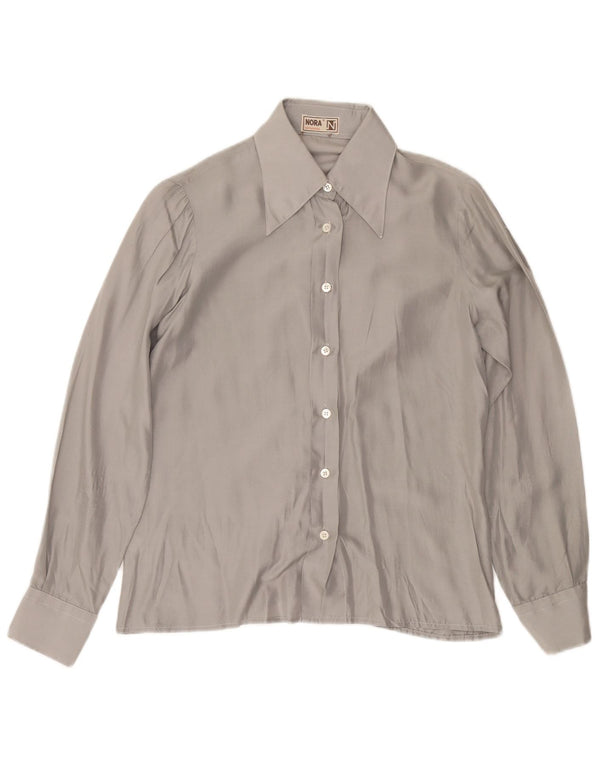 Camicetta da donna VINTAGE UK 12 Seta grigio medio