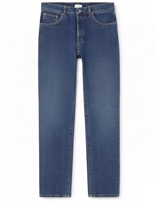 Jeans dritti a vita alta da donna Calvin Klein US 5 piccoli W27 L31 cotone blu