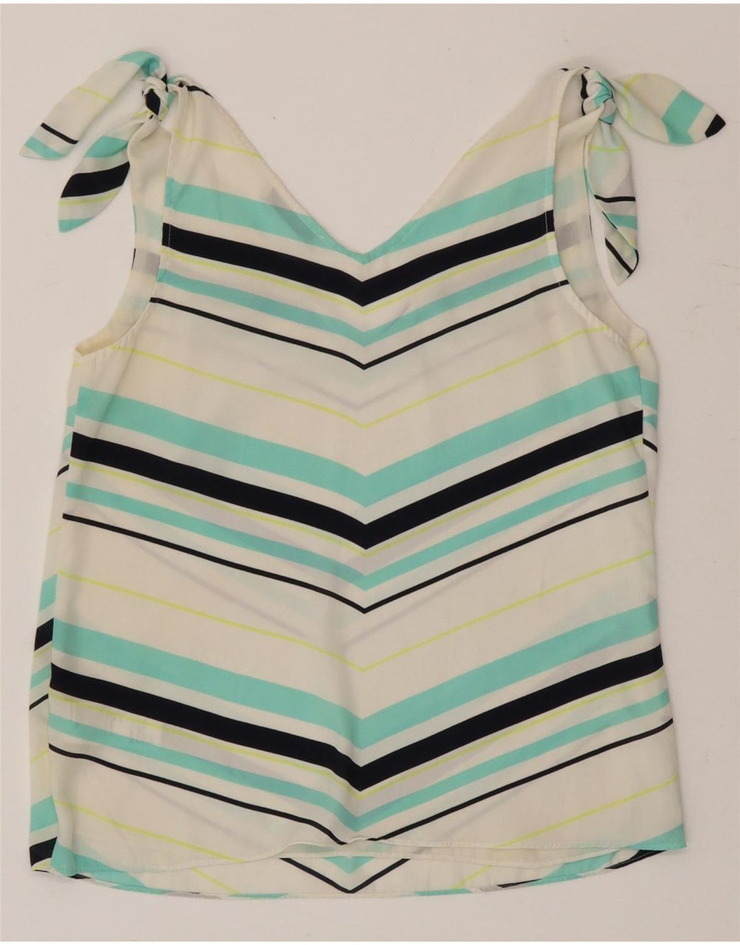 Camicetta senza maniche da donna Oasis UK 12 Poliestere a righe bianche medie