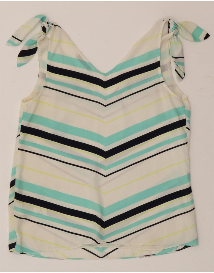 Camicetta senza maniche da donna Oasis UK 12 Poliestere a righe bianche medie